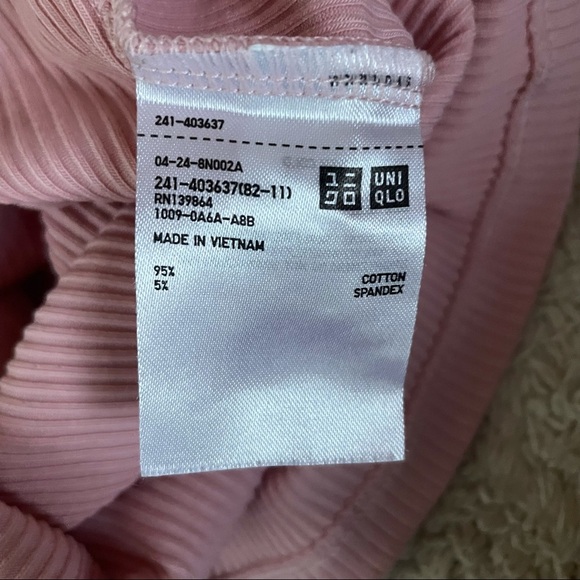 UNIQLO PINK RIBBED SHORT SLEEVES TEE - S - Picture 10 of 10